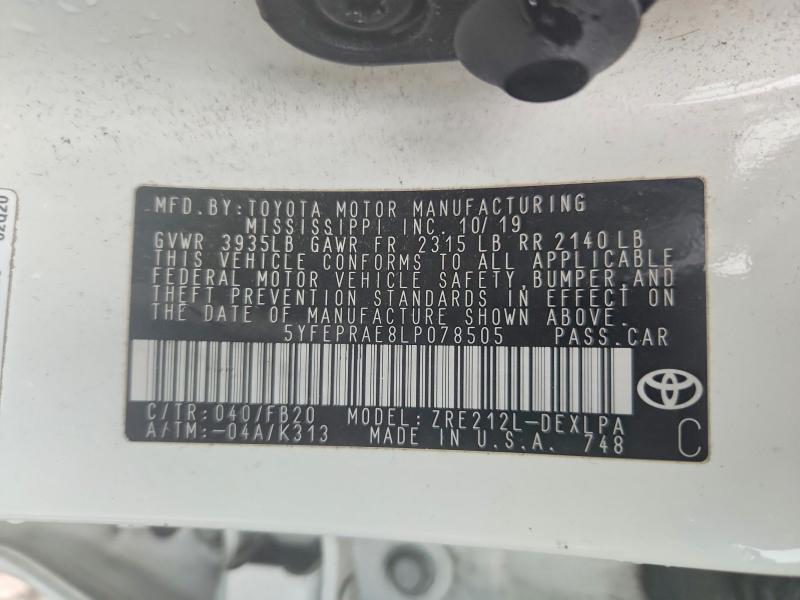 Aukcja sprzedaży 2020 Toyota Corolla, vin: 5YFEPRAE8LP078505, numer aukcji: 53216536