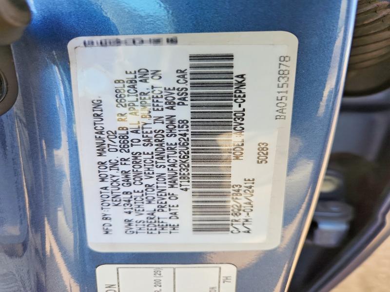 Aukcja sprzedaży 2002 Toyota Camry, vin: 4T1BE32K62U624158, numer aukcji: 53634446