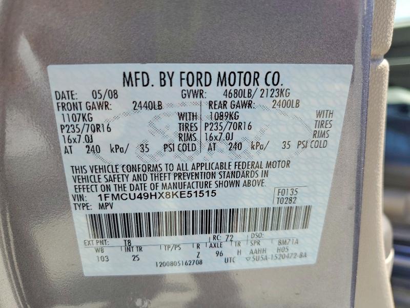 2008 Ford Escape Hybrid 4d Suv მანქანა იყიდება აუქციონზე, vin: 1FMCU49HX8KE51515, აუქციონის ნომერი: 54421826