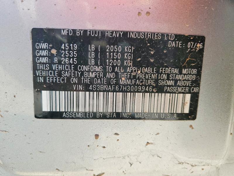 Продажа на аукционе авто 2017 Subaru Legacy, vin: 4S3BNAF67H3009946, номер лота: 52520066
