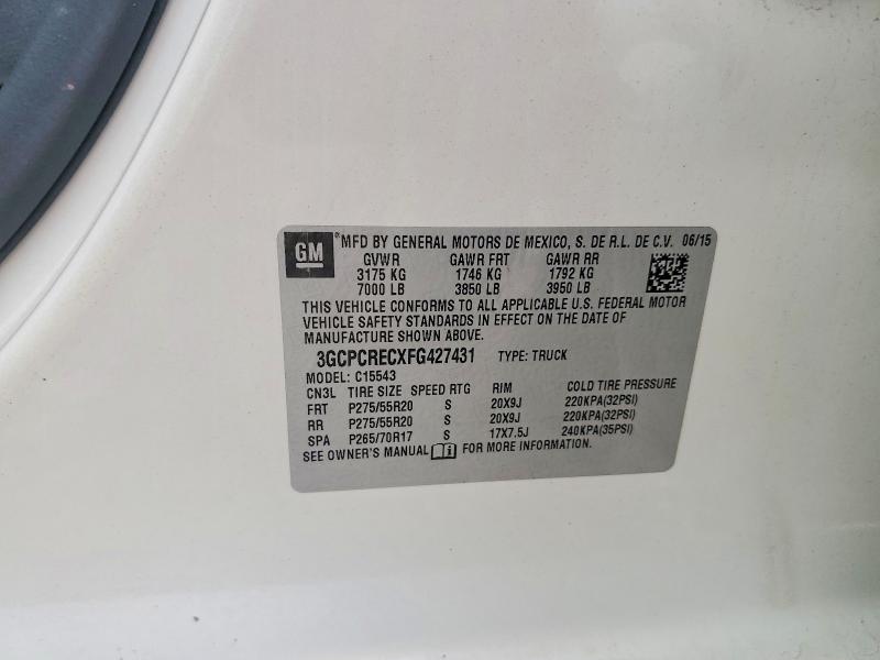 Auction sale of the 2015 Chevrolet Silverado, vin: 3GCPCRECXFG427431, lot number: 54822876
