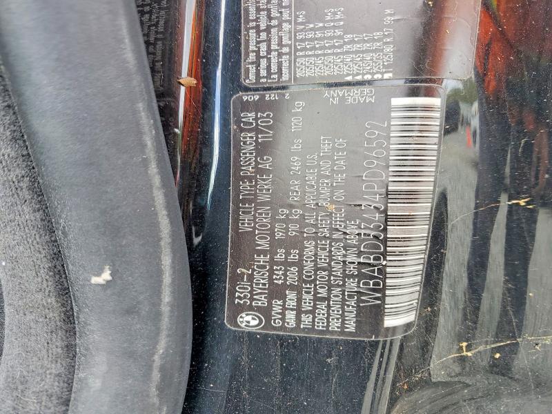 52618266 :رقم المزاد ، WBABD53434PD96592 vin ، 2004 Bmw 330 مزاد بيع