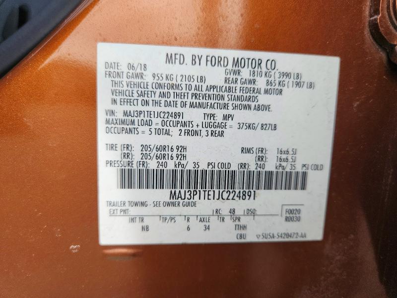 54483586 :رقم المزاد ، MAJ3P1TE1JC224891 vin ، 2018 Ford Ecosport مزاد بيع