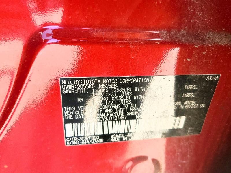 54923356 :رقم المزاد ، JTMZFREV3JD121467 vin ، 2018 Toyota Rav4 مزاد بيع