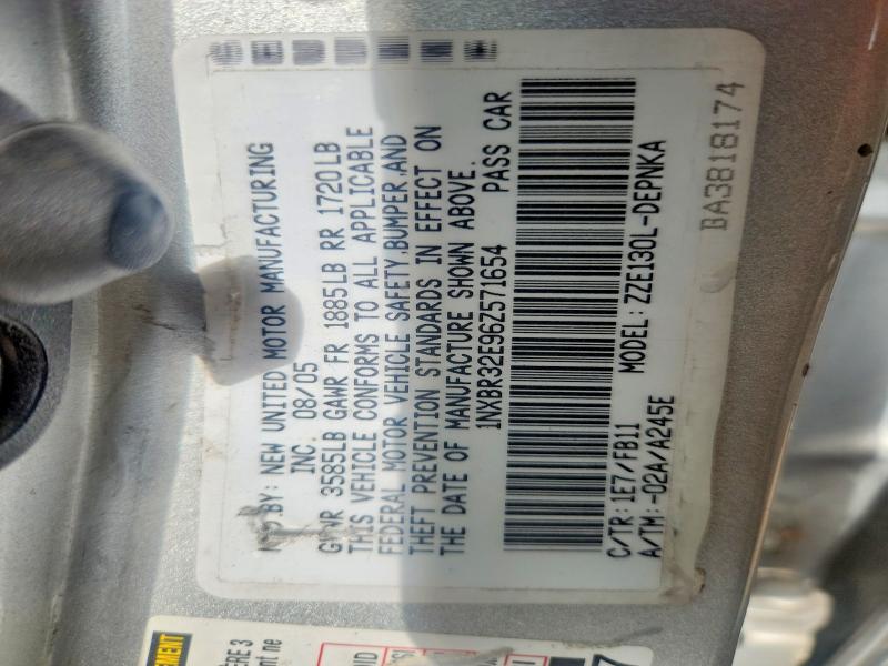 Aukcja sprzedaży 2006 Toyota Corolla, vin: 1NXBR32E96Z571654, numer aukcji: 54954056