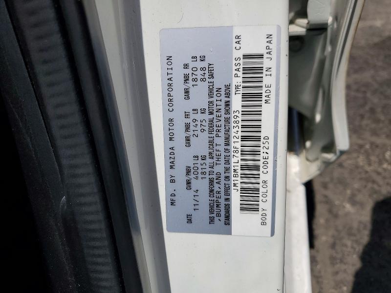 Aukcja sprzedaży 2015 Mazda 3, vin: JM1BM1L78F1243893, numer aukcji: 54893936