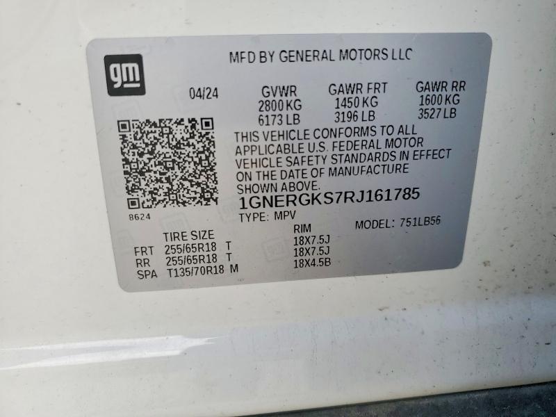 54650306 :رقم المزاد ، 1GNERGKS7RJ161785 vin ، 2024 Chevrolet Traverse مزاد بيع