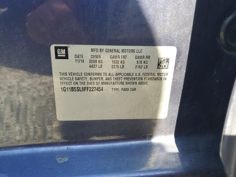 Auction sale of the 2015 Chevrolet Malibu, vin: 1G11B5SL8FF227454, lot number: 55450126
