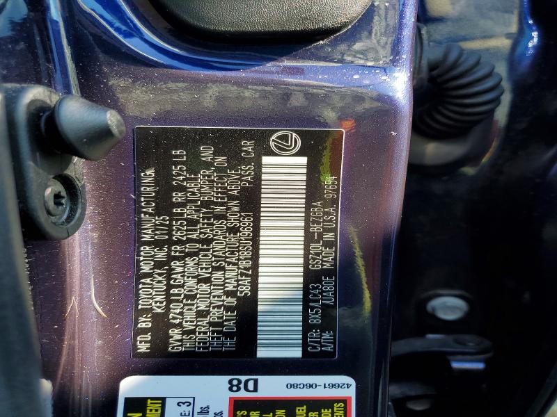 2025 Lexus Es 350 მანქანა იყიდება აუქციონზე, vin: 58AFZ1B18SU196961, აუქციონის ნომერი: 55213706