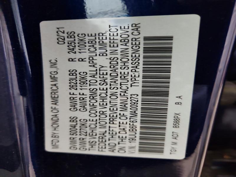 Aukcja sprzedaży 2021 Acura Tlx, vin: 19UUB6F67MA009273, numer aukcji: 53813266
