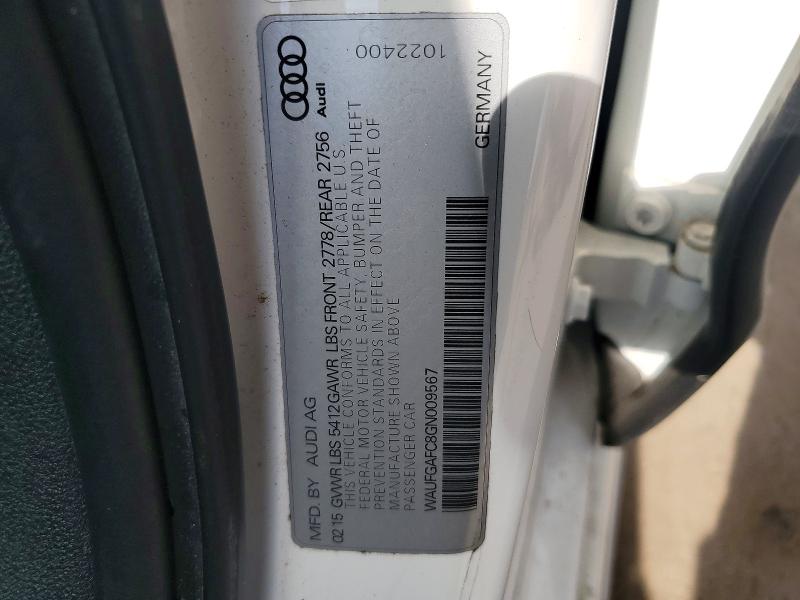54129386 :رقم المزاد ، WAUFGAFC8GN009567 vin ، 2016 Audi A6 مزاد بيع