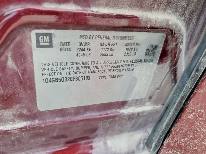 2014 Buick Lacrosse მანქანა იყიდება აუქციონზე, vin: 1G4GB5G32EF305103, აუქციონის ნომერი: 53472446
