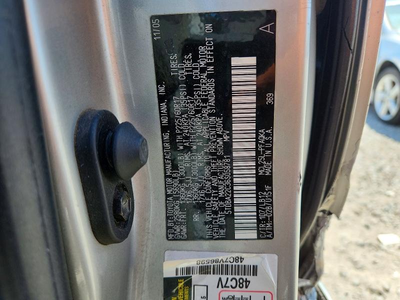 Aukcja sprzedaży 2006 Toyota Sienna, vin: 5TDBA22C36S058781, numer aukcji: 53065586