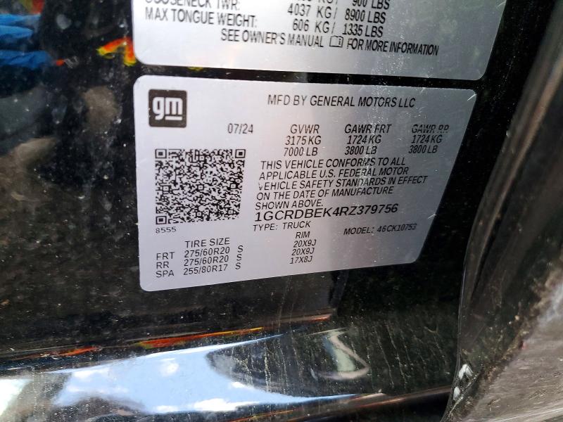 Aukcja sprzedaży 2024 Chevrolet Silverado, vin: 1GCRDBEK4RZ379756, numer aukcji: 52763176