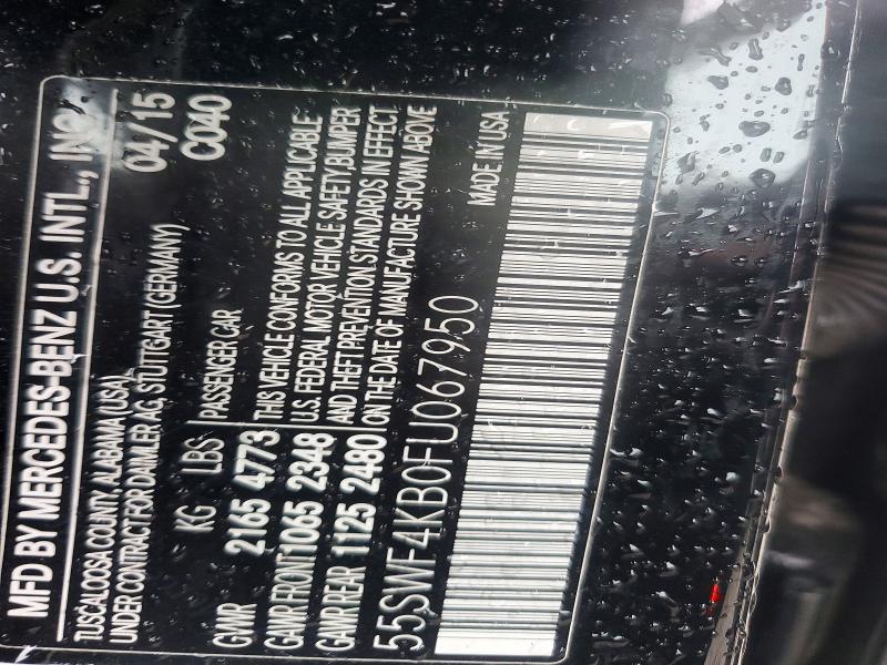 Продажа на аукционе авто 2015 Mercedes-benz C, vin: 55SWF4KB0FU067950, номер лота: 53385506