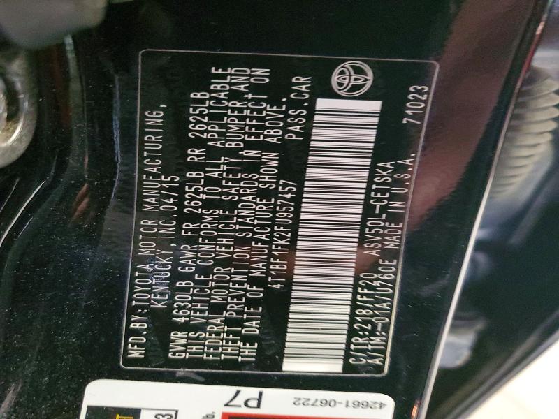52240076 :رقم المزاد ، 4T1BF1FK2FU957457 vin ، 2015 Toyota Camry مزاد بيع