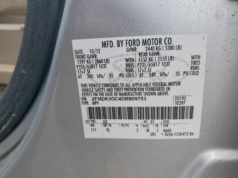 Продаж на аукціоні авто 2013 Ford Edge, vin: 2FMDK3GC4DBB09753, номер лоту: 54633306