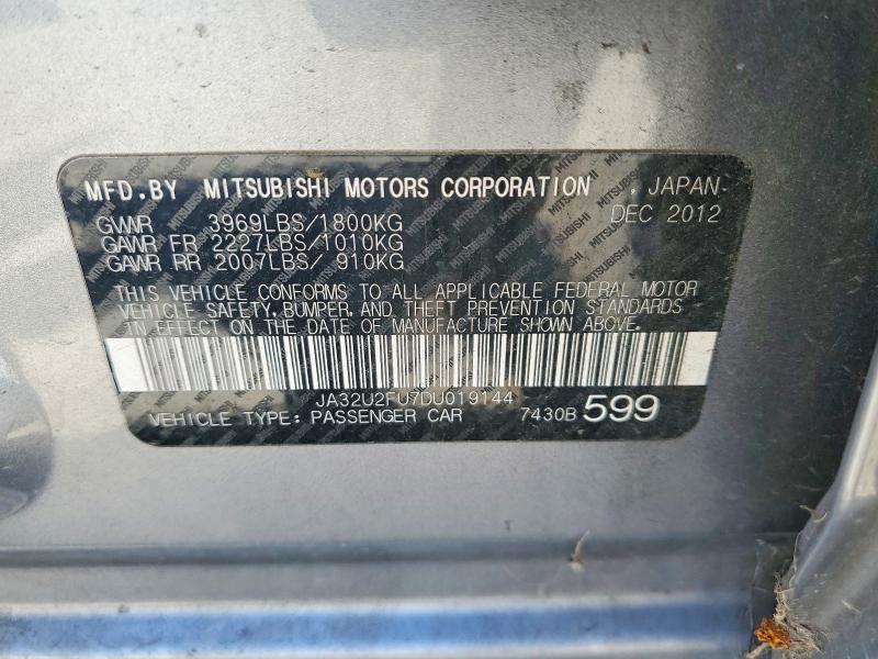 Aukcja sprzedaży 2013 Mitsubishi Lancer, vin: JA32U2FU7DU019144, numer aukcji: 52456646