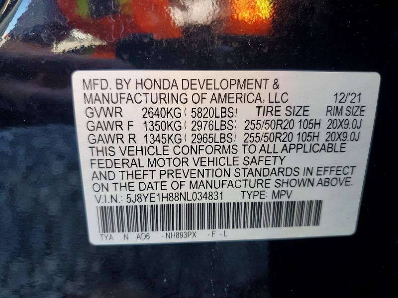 Aukcja sprzedaży 2022 Acura Mdx, vin: 5J8YE1H88NL034831, numer aukcji: 52879346