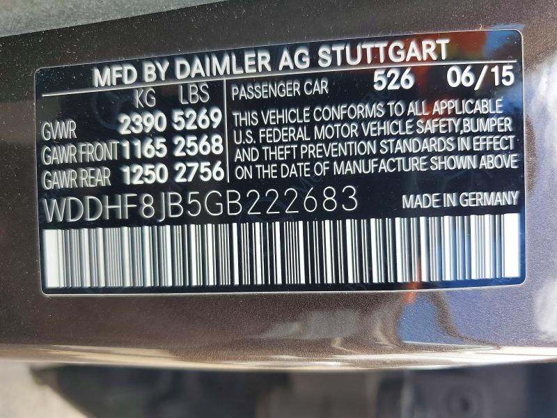 51169136 :رقم المزاد ، WDDHF8JB5GB222683 vin ، 2016 Mercedes-benz E مزاد بيع