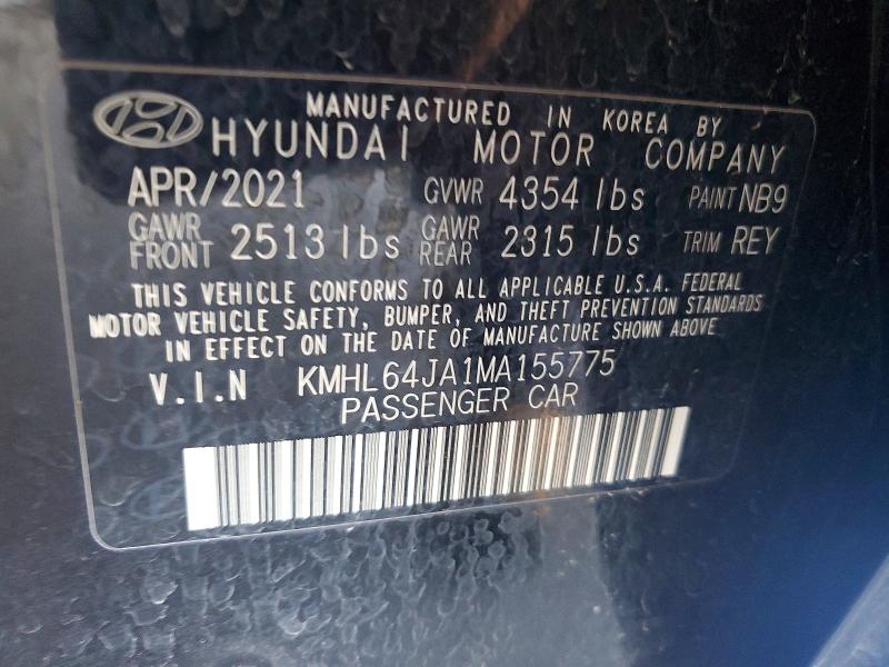 Продажа на аукционе авто 2021 Hyundai Sonata, vin: KMHL64JA1MA155775, номер лота: 55329686