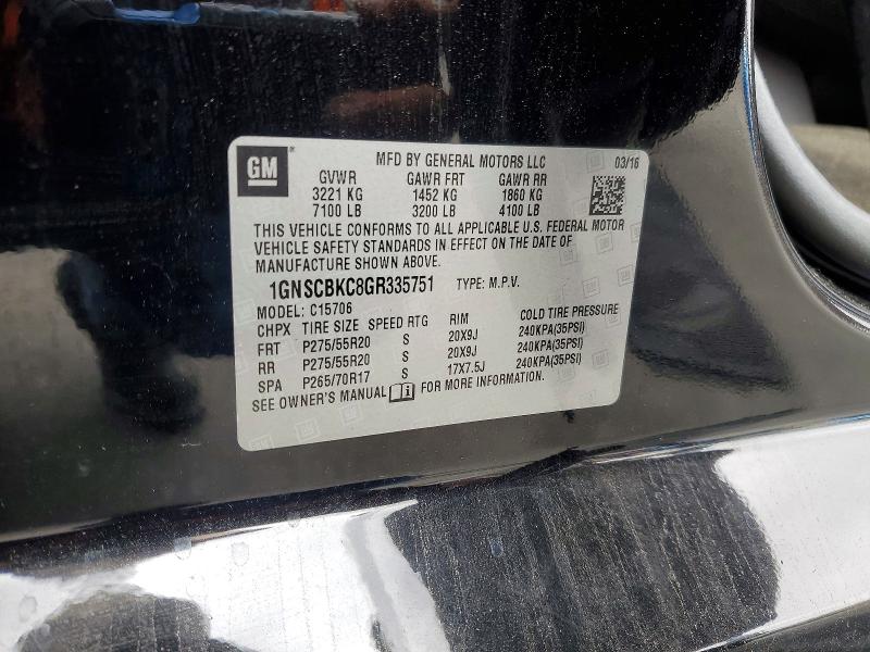 Продажа на аукционе авто 2016 Chevrolet Tahoe, vin: 1GNSCBKC8GR335751, номер лота: 53219976