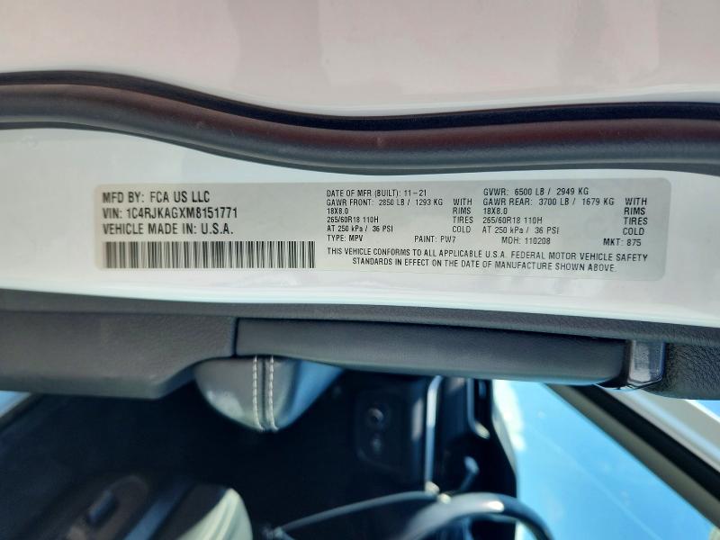 54998396 :رقم المزاد ، 1C4RJKAGXM8151771 vin ، 2021 Jeep Grand Cherokee مزاد بيع