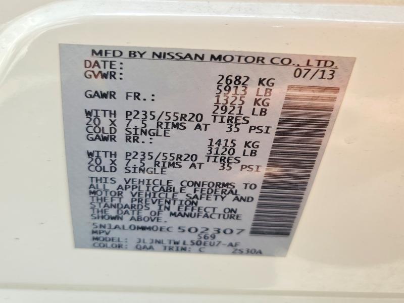 Продажа на аукционе авто 2014 Infiniti Qx60, vin: 5N1AL0MM0EC502307, номер лота: 52686706
