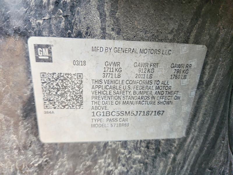 Aukcja sprzedaży 2018 Chevrolet Cruze, vin: 1G1BC5SM5J7187167, numer aukcji: 51921146