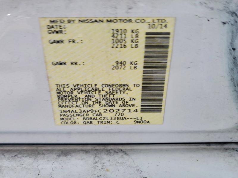 55383826 :رقم المزاد ، 1N4AL3AP9FC202714 vin ، 2015 Nissan Altima مزاد بيع