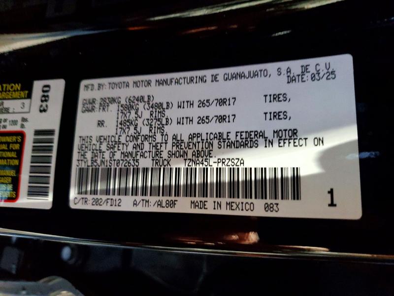 2025 Toyota Tacoma მანქანა იყიდება აუქციონზე, vin: 3TYLB5JN1ST072635, აუქციონის ნომერი: 54320736