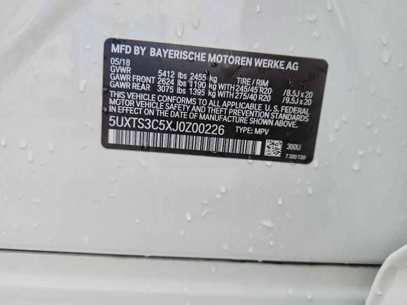 54063166 :رقم المزاد ، 5UXTS3C5XJ0Z00226 vin ، 2018 Bmw X3 مزاد بيع