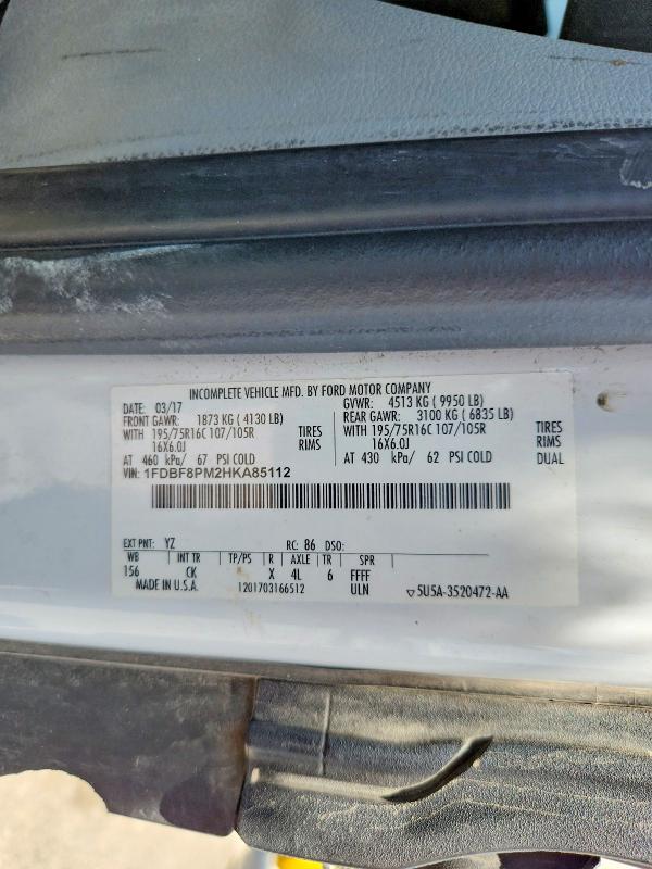 53755876 :رقم المزاد ، 1FDBF8PM2HKA85112 vin ، 2017 Ford Transit مزاد بيع