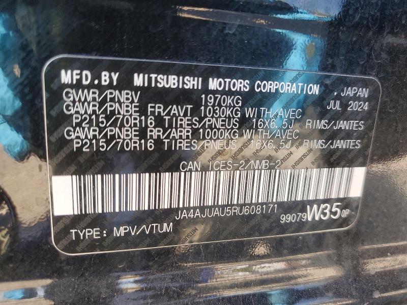 Продаж на аукціоні авто 2024 Mitsubishi Rvr, vin: JA4AJUAU5RU608171, номер лоту: 53640126