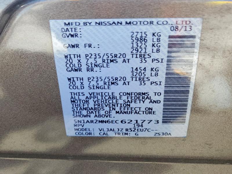 Продаж на аукціоні авто 2014 Nissan Pathfinder, vin: 5N1AR2MN6EC621773, номер лоту: 53989186