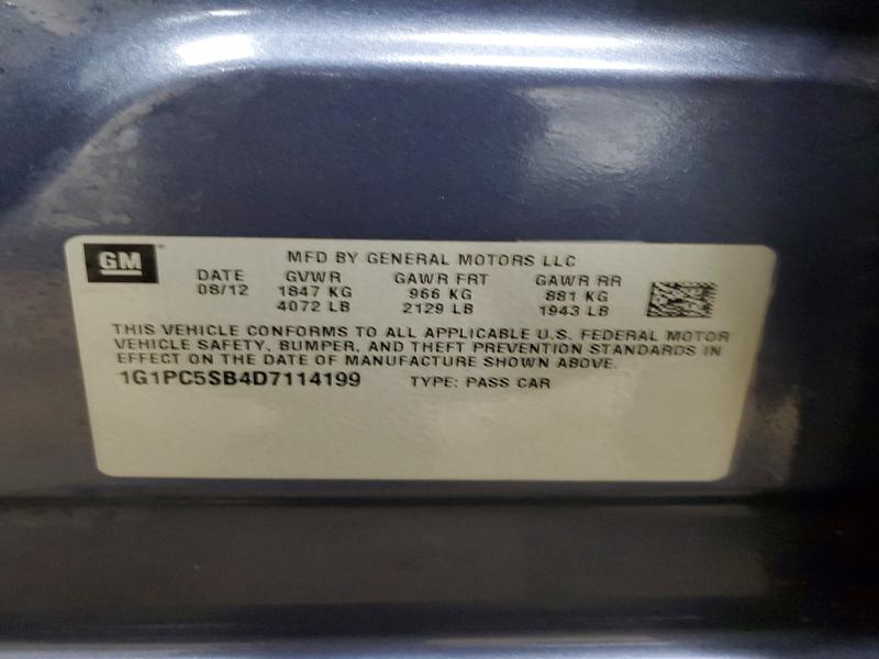 2013 Chevrolet Cruze მანქანა იყიდება აუქციონზე, vin: 1G1PC5SB4D7114199, აუქციონის ნომერი: 52179506
