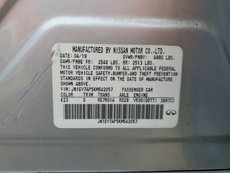 Aukcja sprzedaży 2019 Infiniti Q50, vin: JN1EV7AP5KM542057, numer aukcji: 53060506
