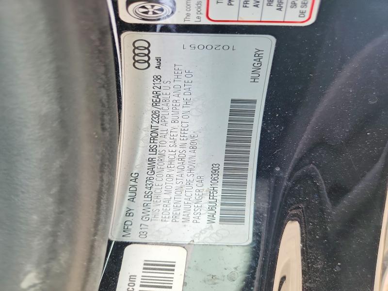 55235246 :رقم المزاد ، WAU6ULFF5H1063903 vin ، 2017 Audi A3 مزاد بيع