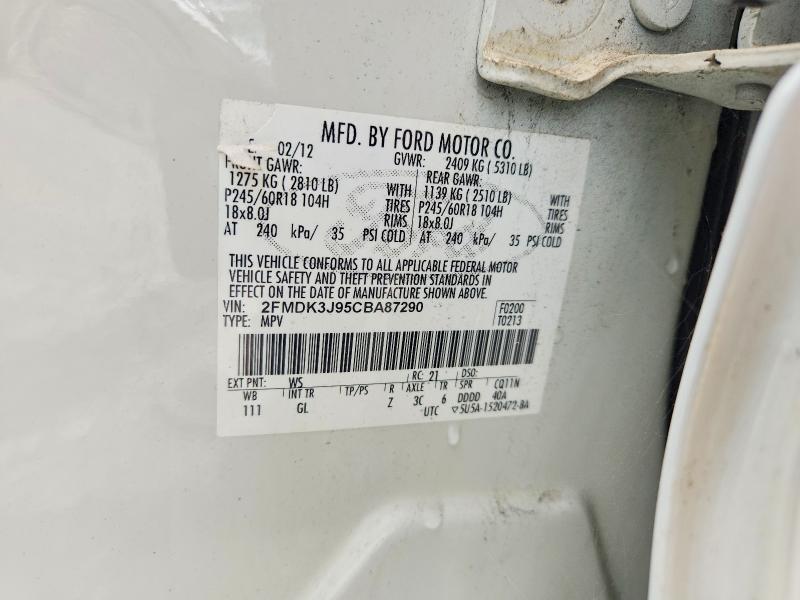54821116 :رقم المزاد ، 2FMDK3J95CBA87290 vin ، 2012 Ford Edge مزاد بيع