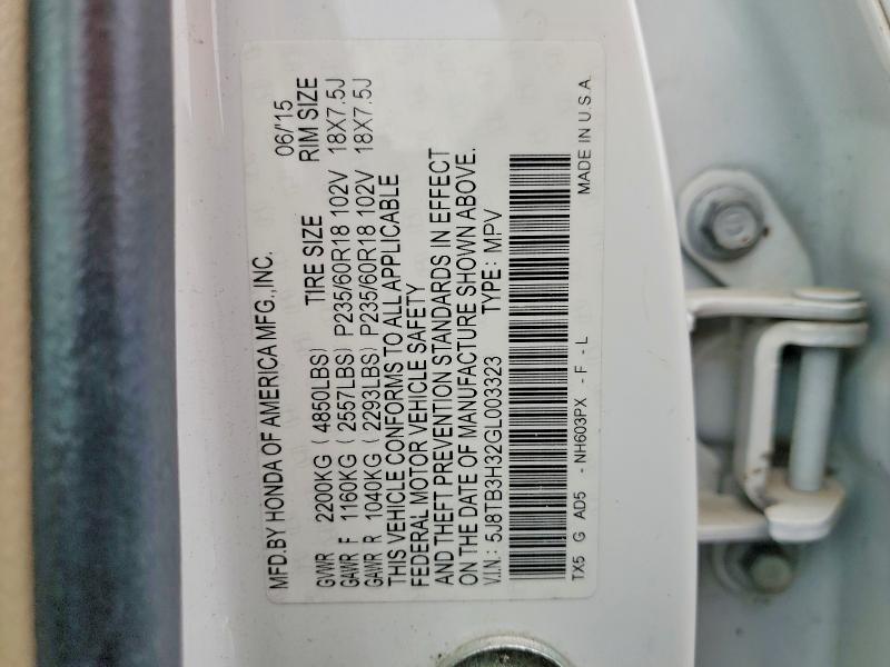 52035456 :رقم المزاد ، 5J8TB3H32GL003323 vin ، 2016 Acura Rdx مزاد بيع