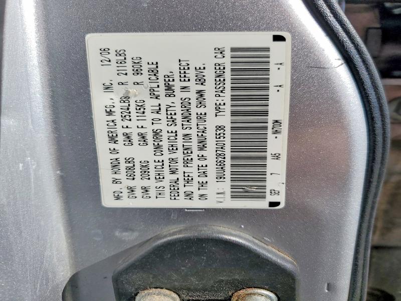 2007 Acura Tl მანქანა იყიდება აუქციონზე, vin: 19UUA66287A015538, აუქციონის ნომერი: 53317966