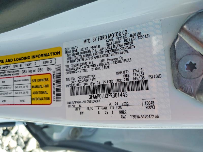 Aukcja sprzedaży 2015 Ford Fusion, vin: 3FA6P0LU3FR301445, numer aukcji: 54411376