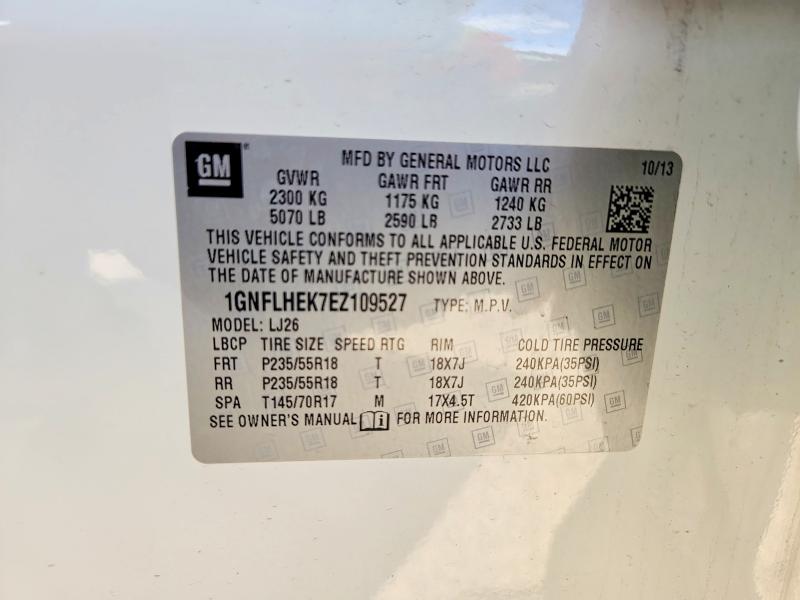 Auction sale of the 2014 Chevrolet Equinox, vin: 1GNFLHEK7EZ109527, lot number: 54657326