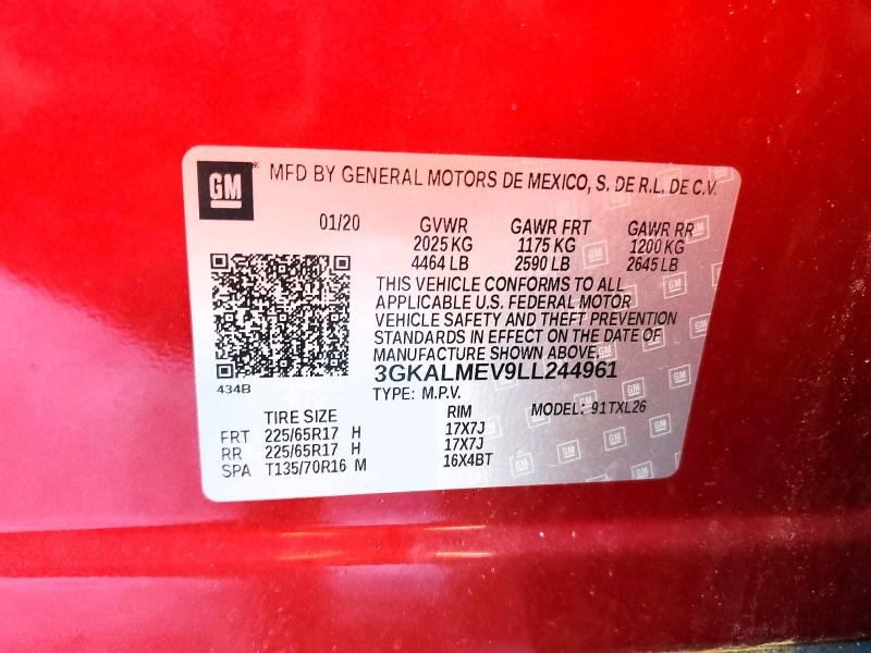 2020 Gmc Terrain მანქანა იყიდება აუქციონზე, vin: 3GKALMEV9LL244961, აუქციონის ნომერი: 53514396