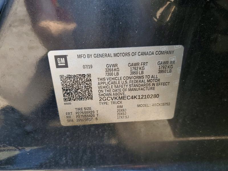 2019 Chevrolet Silverado Ld მანქანა იყიდება აუქციონზე, vin: 2GCVKMEC4K1210280, აუქციონის ნომერი: 53650666