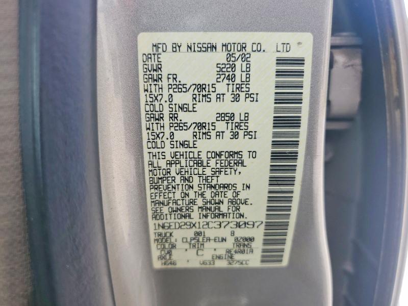 Продажа на аукционе авто 2002 Nissan Frontier, vin: 1N6ED29X12C373097, номер лота: 53870826