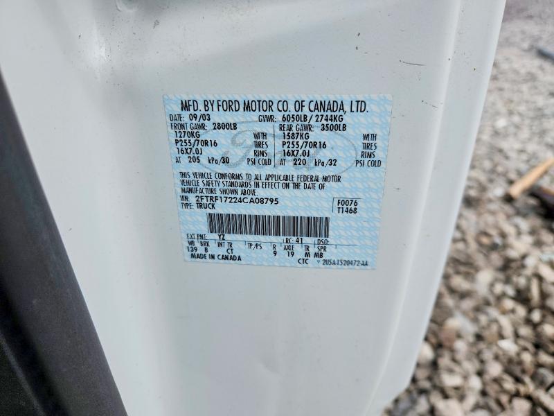 2004 Ford F-150 Heritage მანქანა იყიდება აუქციონზე, vin: 2FTRF17224CA08795, აუქციონის ნომერი: 54341956