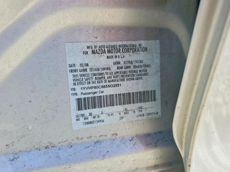 Aukcja sprzedaży 2008 Mazda 6, vin: 1YVHP80C885M32951, numer aukcji: 54725426