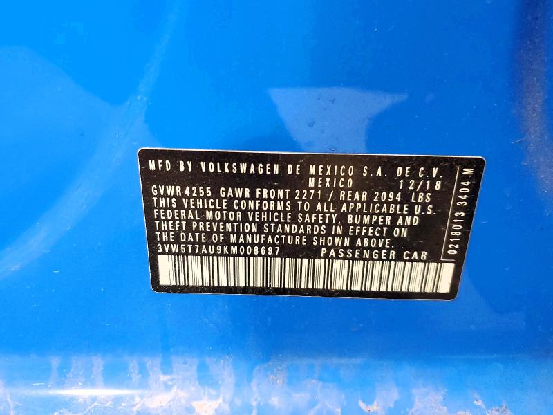 Aukcja sprzedaży 2019 Volkswagen Gti, vin: 3VW5T7AU9KM008697, numer aukcji: 51532016