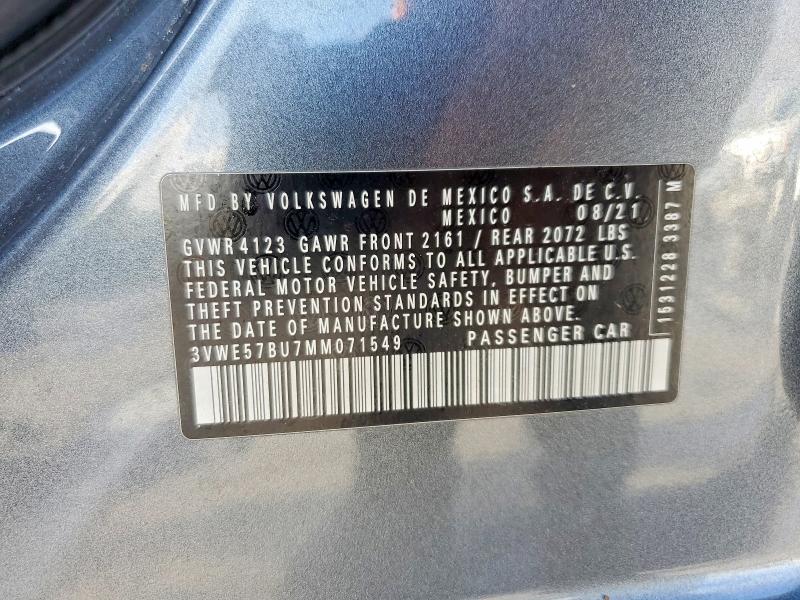 Aukcja sprzedaży 2021 Volkswagen Jetta, vin: 3VWE57BU7MM071549, numer aukcji: 53738646